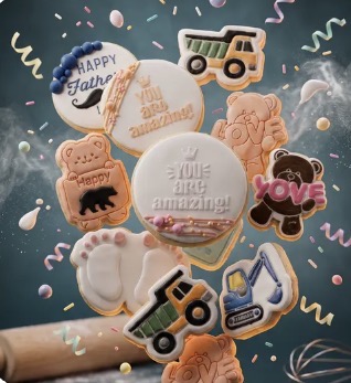 Colourful personalised celebration cookies
